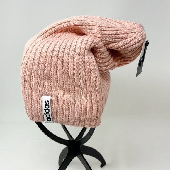 ADIDAS Women’s Rose Pink HAWTHORN FOLD Ribbed Knit Cap Beanie Hat One Size - Picture 2 of 5